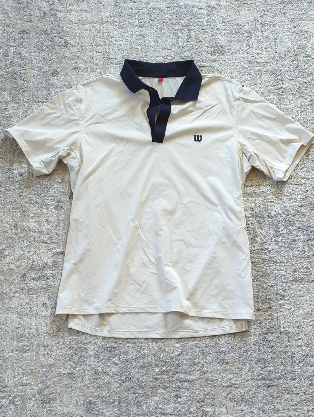 Wilson Cream Polo with Navy Collar Size Small